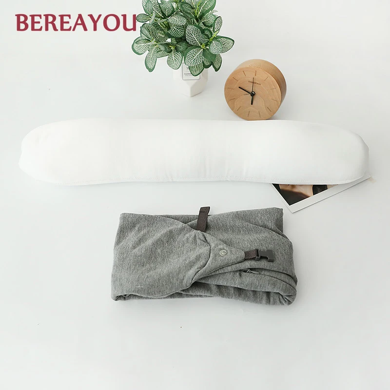 Body Neck Pillow Solid Grey Nap Cotton Particle Soft Hooded U-pillow Textile Home Airplane Car Travel Accessories | Дом и сад