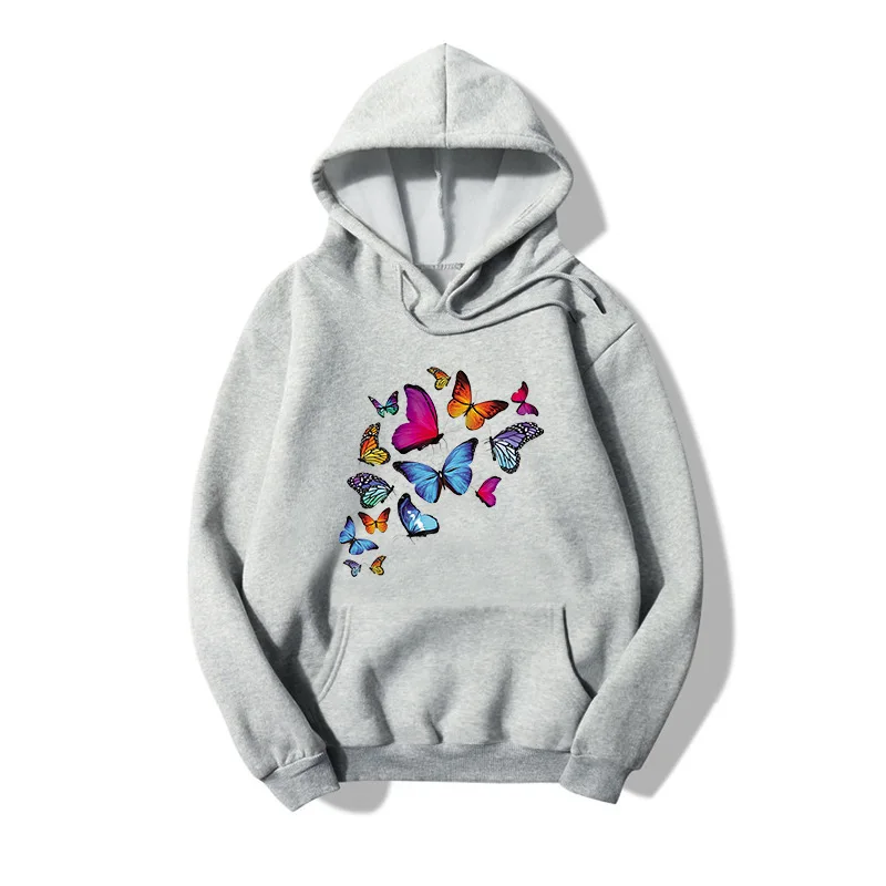 

2021 Men Hip Hop Sweatshirt Hoodie Color Butterfly Streetwear Harajuku Pullover Hoodie Cotton Fleece Winter Autumn Hoodie
