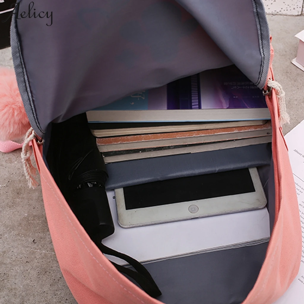 Холщовый школьный ранец для девочек подростков комплект из 4 предметов сумка на