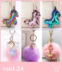 Kawaii единорог плюшевые игрушки пушистый мех Pom Металл unicornio брелок для женщин девочек Сумка висячая Подвеска Дети День рождения Пасха подарок игрушка