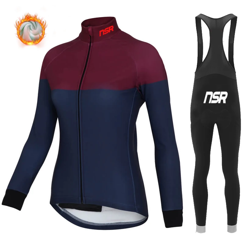 

NSR женский зимний велосипедный Трикотажный костюм, зимний плюс бархатный теплый спортивный костюм для отдыха, велосипедный костюм, одежда д...