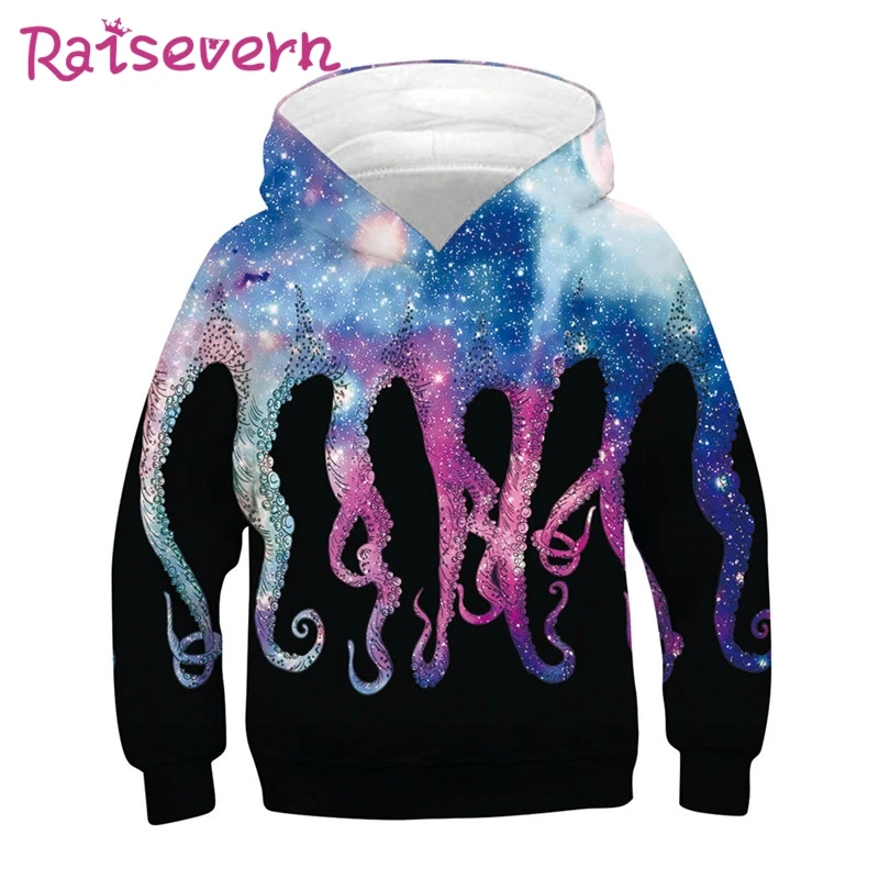 RAISEVERN детские толстовки с капюшоном 3D принтом пуловер в стиле унисекс