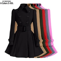 s xxl new fashion classic winter thick coat europe belt buckle trench coats double breasted outerwear casual ladies dress coats