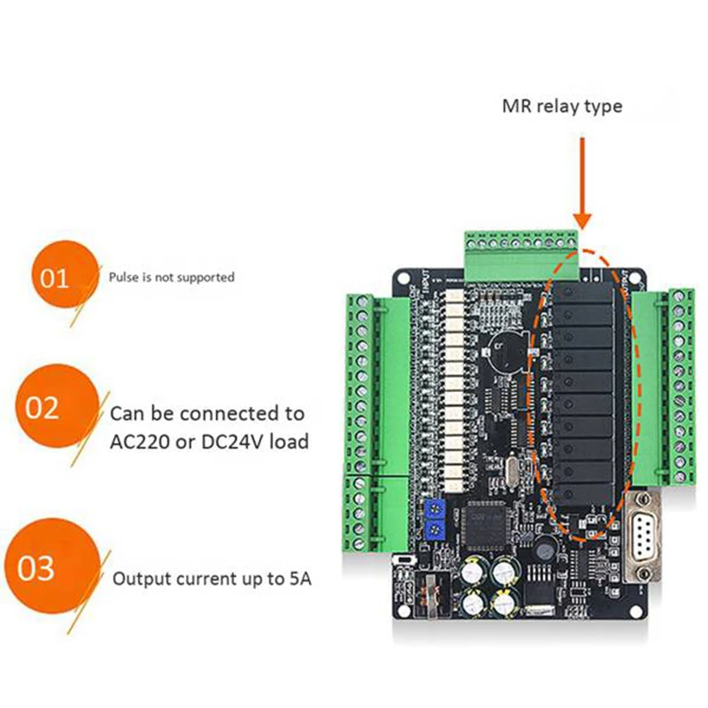 FX3U 24MR 6AD 2DA RS485 RTC 14 вход 10 релейный выход 6 аналоговый 2 PLC контроллер | Инструменты