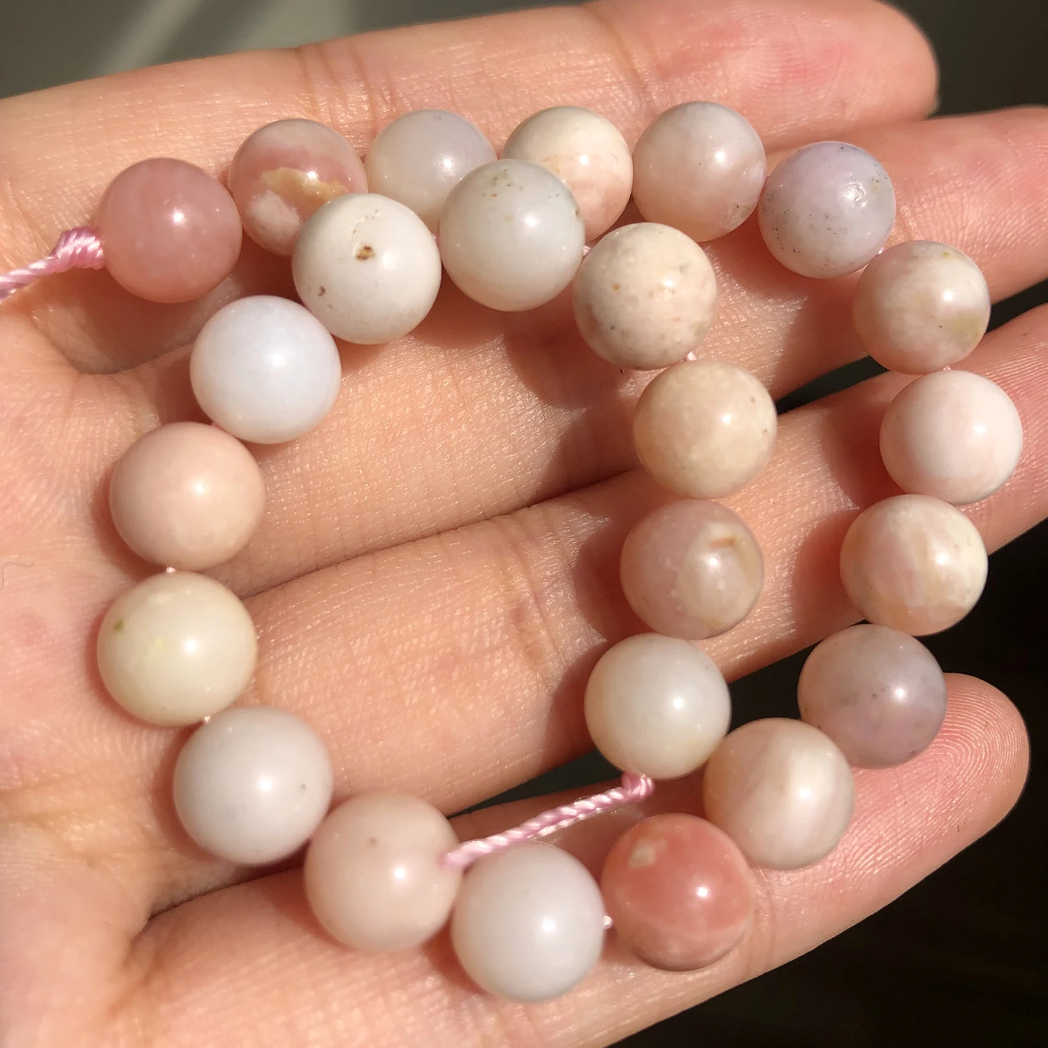 

6/8/10mm Natural Stone Beads AAA Pink Opal Beads Round Loose Beads For Jewelry Making Diy Bracelets Earring 7.5inch