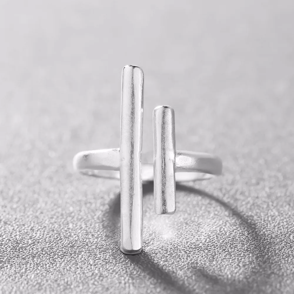Женское прямоугольное кольцо Kinitial простое геометрическое ювелирное изделие