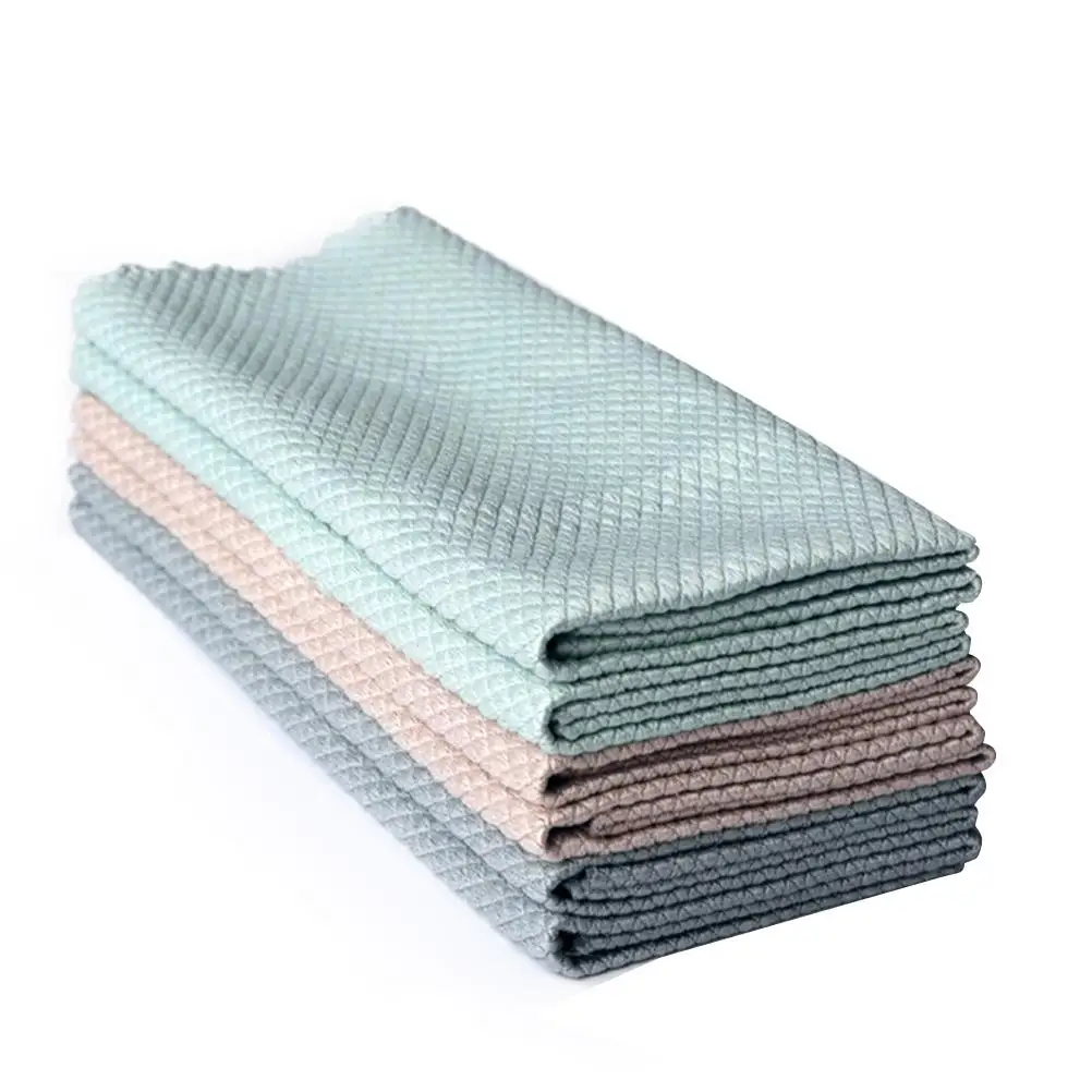 

Wipe Glass Fish Scale Cloth Cleaning Cloth Soft Durable Water-absorbing Kitchen Degreasing Cleaning Cloth for Stove Sink Car