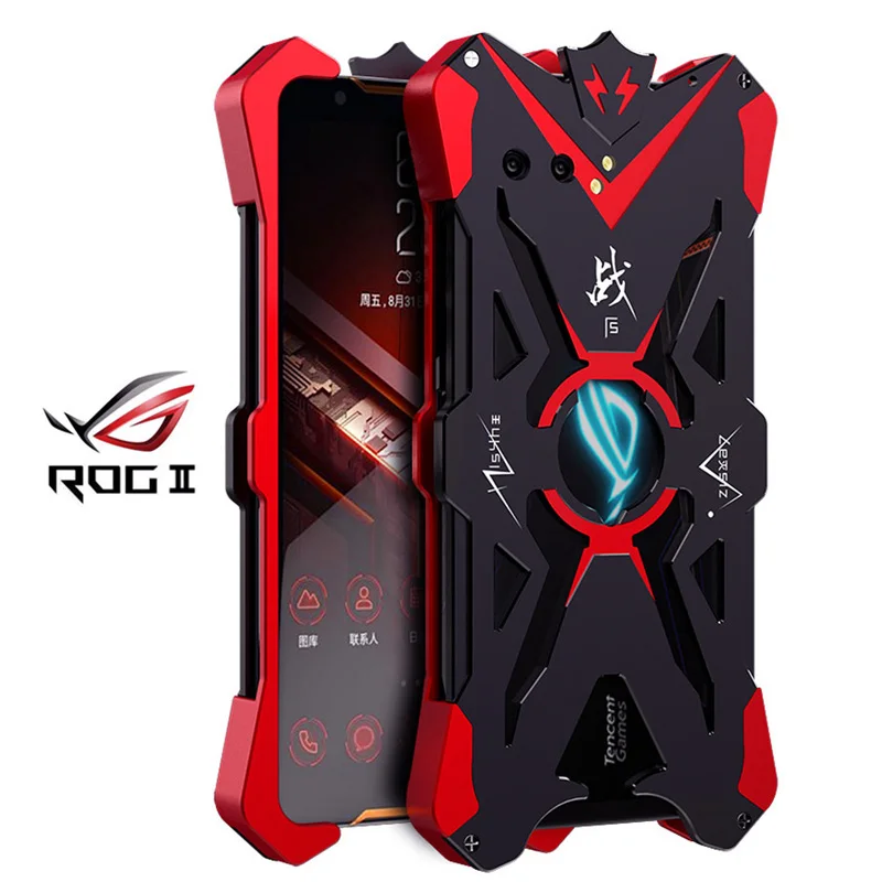 Для Asus ROG Phone II ZS660KL ZIMON ударопрочный сверхмощный Броня металлический алюминиевый чехол для телефона Asus ROG Phone 2 Чехол - Цвет: Бежевый
