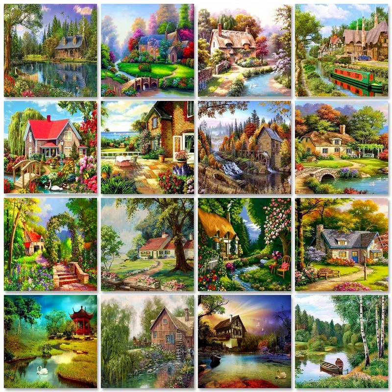 

GATYZTORY DIY Paint By Numbers For Adults Unique Gift Coloring By Numbers House Landscape Picture For Home Decor Gift