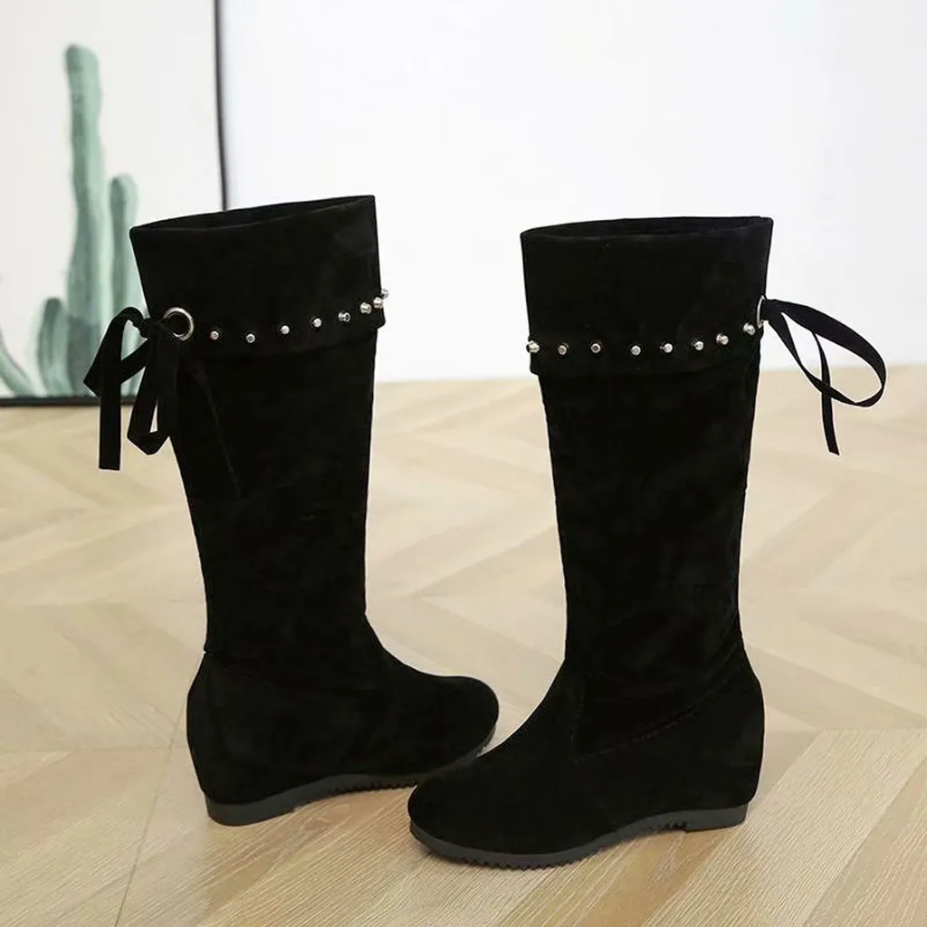 Стильные женские сапоги Лидер продаж зимние до колена с ремешком Теплая