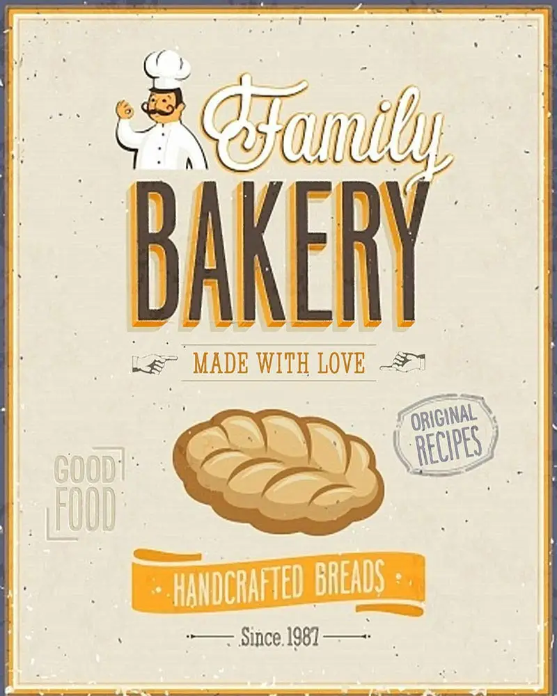 

8 X 12 Inch,Bakery,Tin Sign Nostalgic Metal Sign Home Decor for Culb Bar Cafe