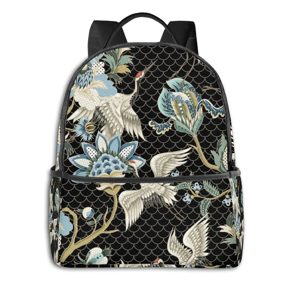 

Ethnic Japanese Cranes Backpack Fashion Rucksack for Teen Students School Bag Unique Student Bookbag