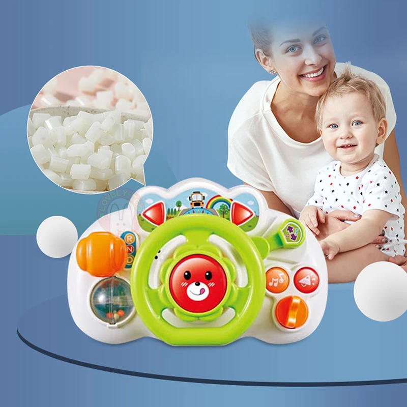 eletric simulation steering wheel toy with light sound baby kids musical educational copilot stroller steering wheel vocal toys free global shipping