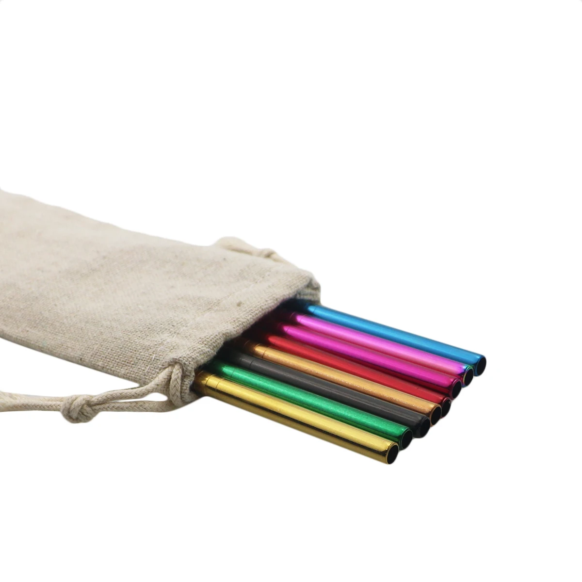 JANKNG Drinking Metal Straw Set Colorful Rainbow 304 Stainless Steel 20 oz Reusable With Clean Brush Pouch Bag | Дом и сад