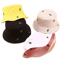 new cactus embroidery double sided bucket hats women men summer sunhats girls panama caps outdoor travel fishing fisherman hat