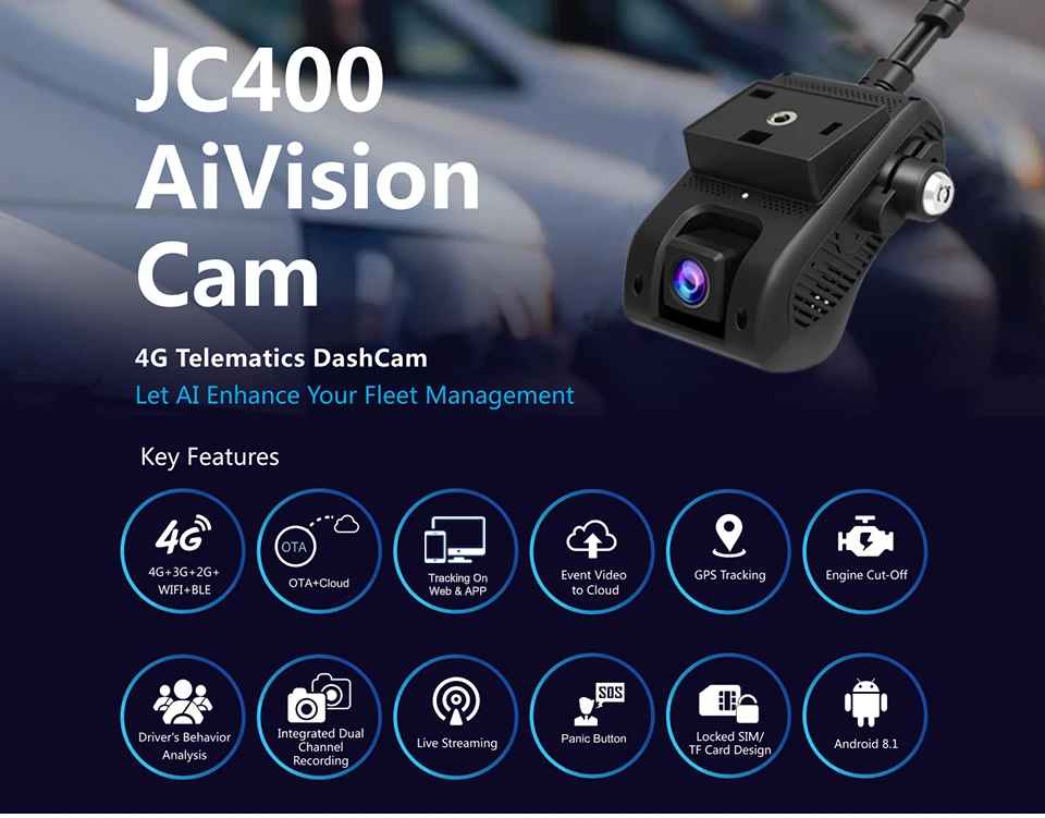 JC400 4G умный GPS для автомобиля отслеживание Dashcam с Wi-Fi точка доступа и двойной 1080P видео облако запись Live SOS сигнализация с бесплатным мобильным приложением