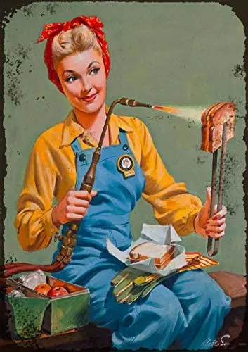 Винтажный металлический знак 8X12 дюймов 1940s Pin-Up Girl Rosie сварочный обед Ретро арт Pin Up