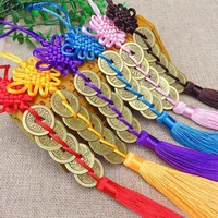 1pc chinese knot feng shui wealth success copper coins lucky charm gourd pendant home car decor