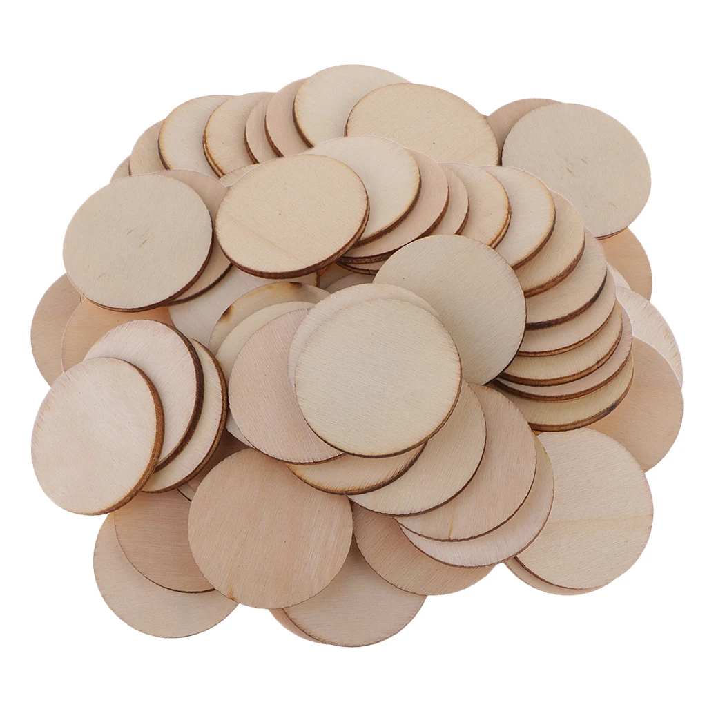100 шт. круглые деревянные кусочки для украшения | Дом и сад