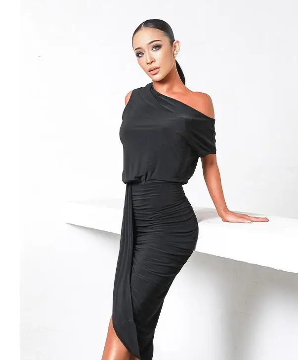 

black New Latin Dance Dress latin practice wear Salsa Latin Dance Competition Dresses zym 2130