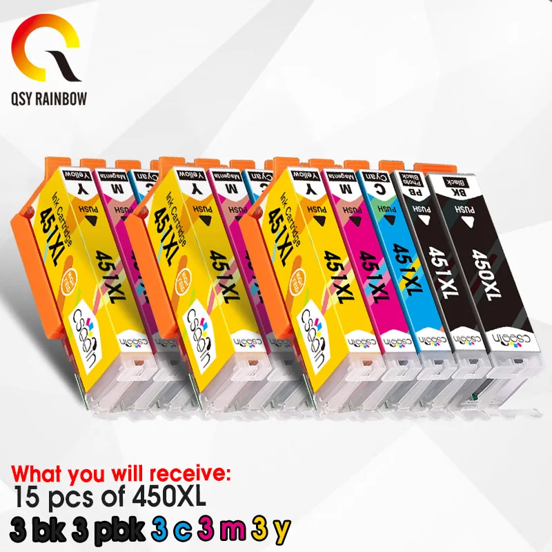 Чернильный картридж для принтера PIXMA MG6340 MG7140 MX924 IX6840 IP7240 совместим с Canon 450 451 5 шт. |