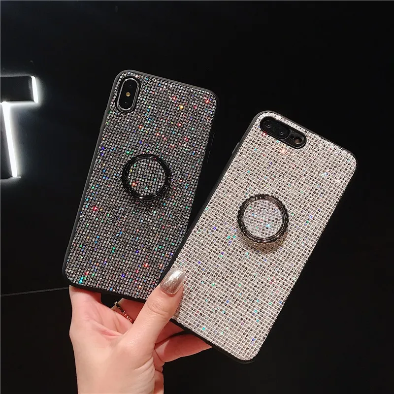 

Fashion Shiny Ring Buckle Phone Cover Case For Iphone X 11 12 Pro Xs Max mini Xr 10 8 7 Plus Se 2 Luxury Pu Leather Coque Fundas