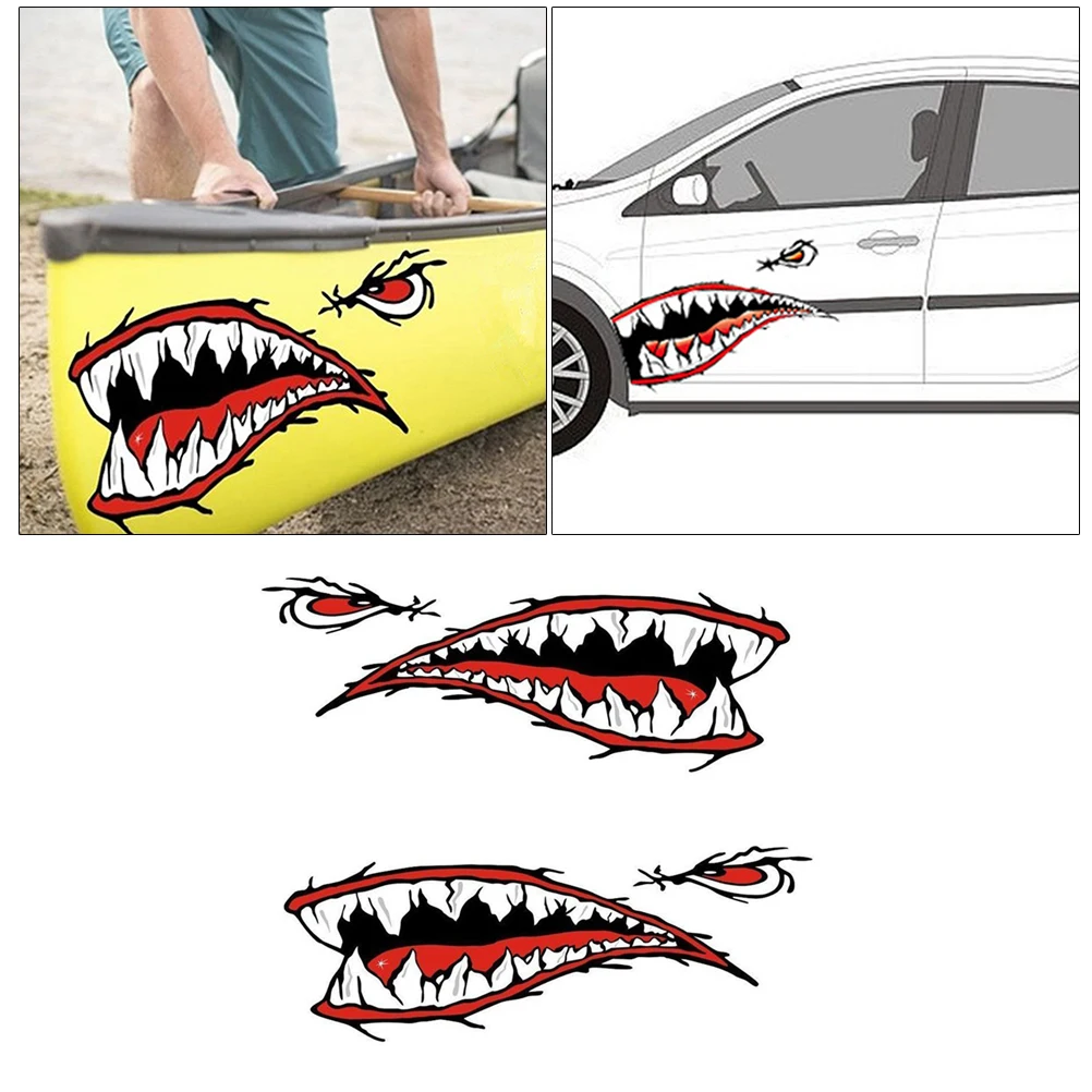 1 пара пасть акулы забавные автомобильные наклейки и Животные Светоотражающие