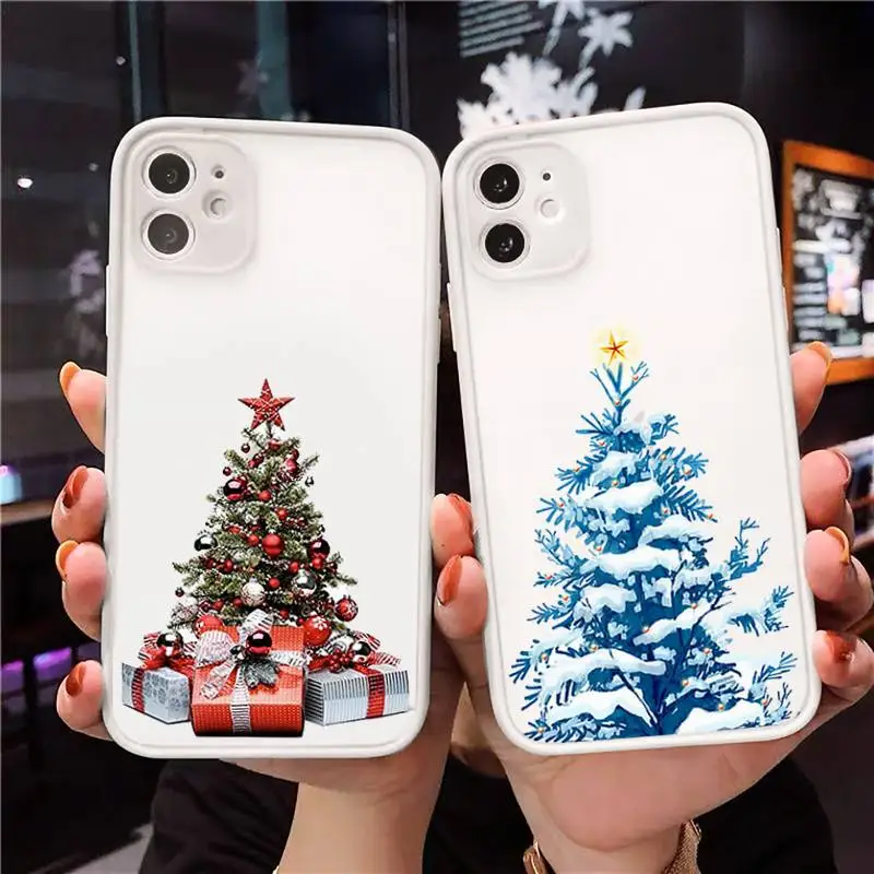 

Christmas snowflake christmas tree Phone Case Matte Transparent for iPhone 7 8 11 12 s mini pro X XS XR MAX Plus cover funda