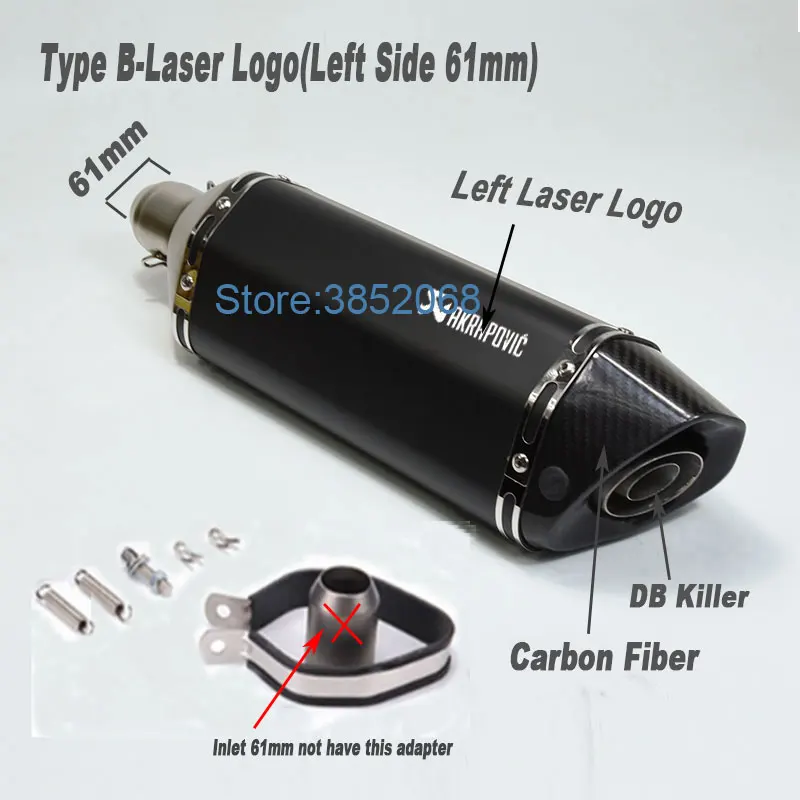 Мотоцикл Akrapovic выхлопной ID: 51 мм/61 мм L: 570 мм/470 мм Мотоцикл углеродного волокна наконечник глушитель Escape с DB Killer