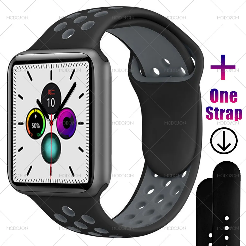 Black Black Gray MODOSON, умные часы iwo 12, серия 5, 30, с циферблатом, пульсометр, умные часы, фитнес-трекер, часы для Apple iphone, Android - Цвет: Black Black Gray