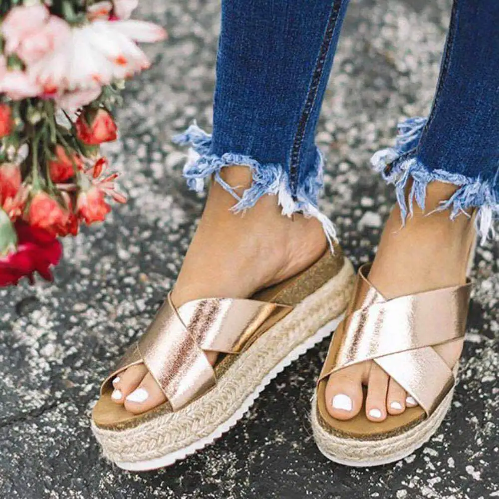 

WEIBATE New Summer Ladies Slippers Leopard Thick Platform Slippers Non-slip Large Size Retro Comfortable Female Slippers