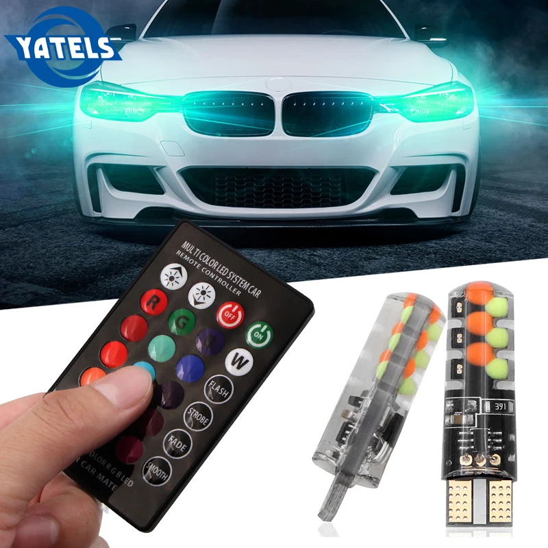 Из 2 предметов T10 w5w RGB светодиодный лампы 12SMD COB canbus 194 168 автомобиль с пультом