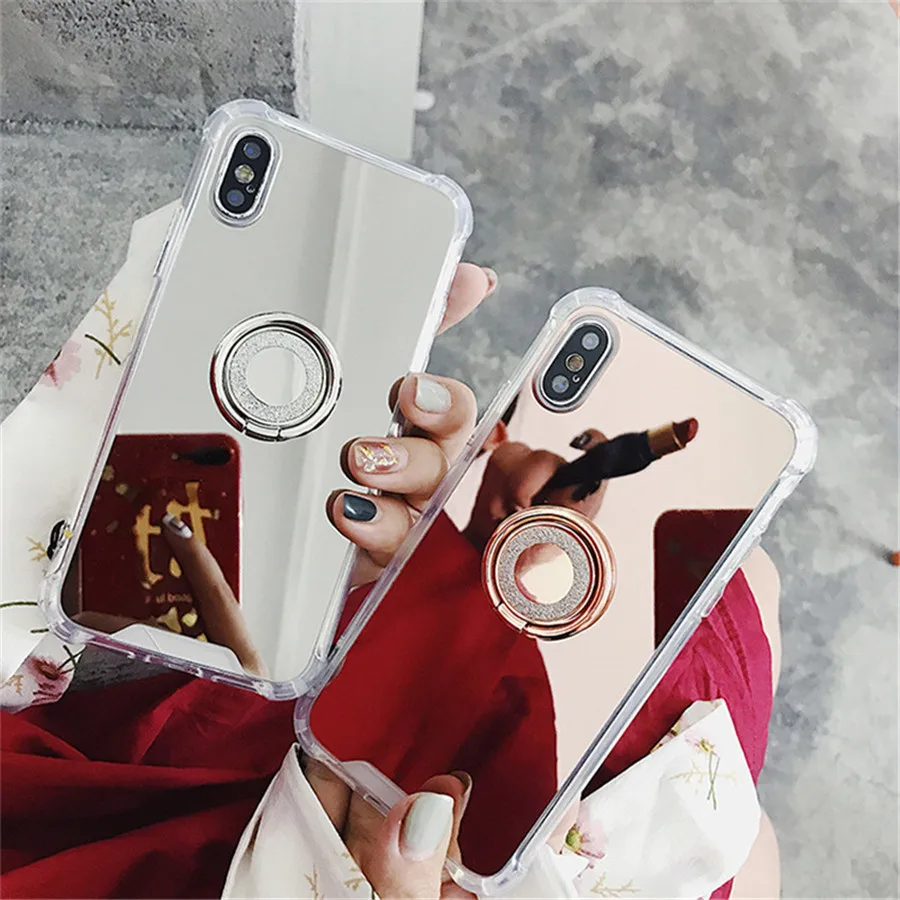 Роскошный чехол для телефона с зеркалом макияжа iphone 11 Pro XS MAX XR X мягкий