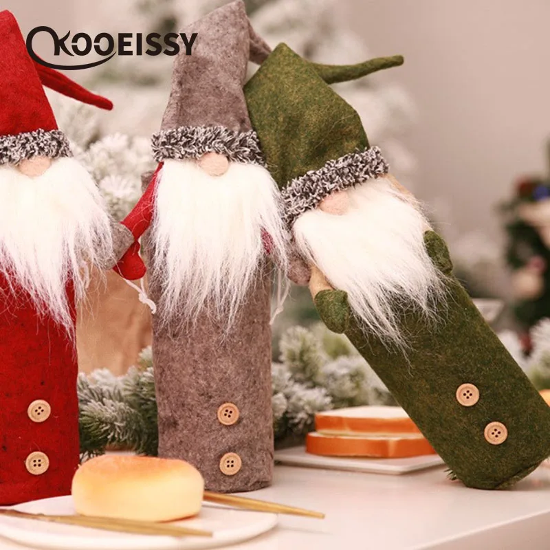 2Pcs/Lot Christmas Snowman Wine Bottle Cover Set Santa Claus Sweater With Hats Xmas Home Party Ornament Table Decoration | Дом и сад