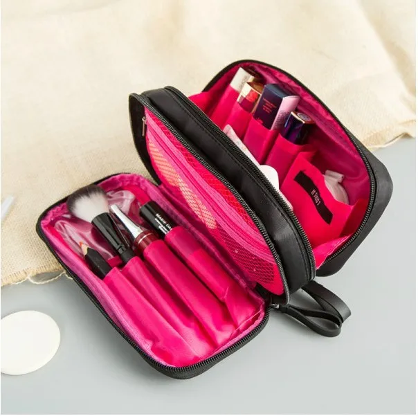 

Fashion double-layer cosmetic bag, waterproof lip balm, Makeup Travel Organizer, makeup box, bag beauty accessory supply