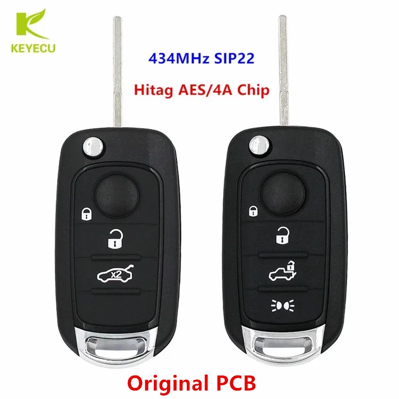 Запасной дистанционный ключ брелок KEYECU 434 МГц HITAG AES 4A чип/Megamos 48 чип для Fiat 500X Egea Tipo