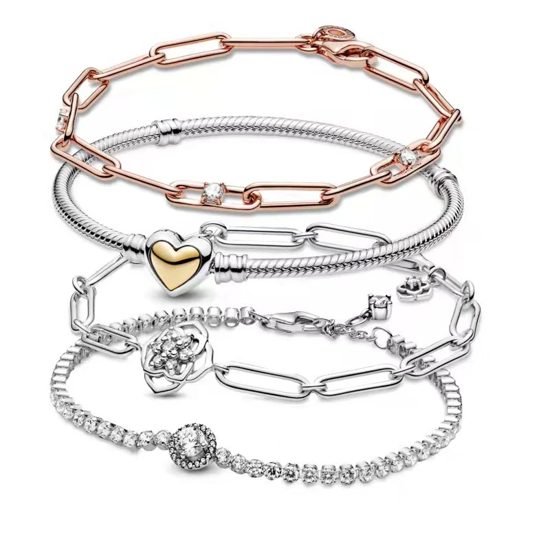 

New fashion ladies beaded bracelet suitable for original Pandora silver 925 sterling silver DIY designer charm handmade custom b