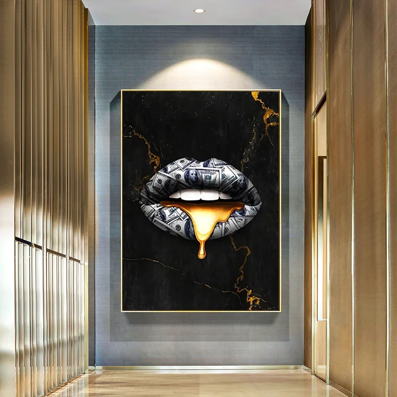 

Modern Art Human Organ Painted Palm Mouth Art Wall HD Inkjet Decorative Painting