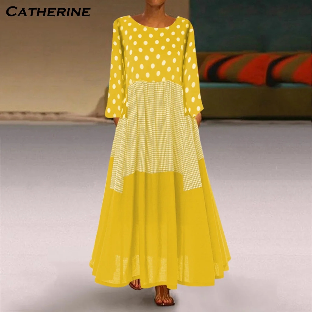 Винтажное платье в горошек женское осенне зимнее с длинным рукавом туника