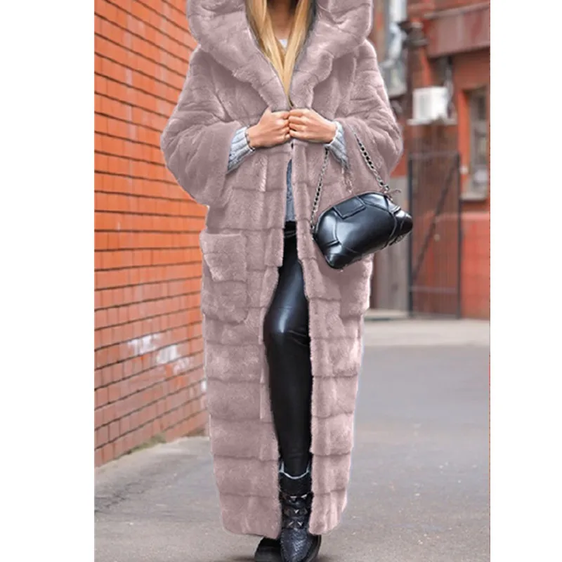 

Faux Fur Coat Women Winter Warm Long Thick Coat Streetwear Fur Collar Outwear Oversized Ladies Coats and Jackets Plus Size