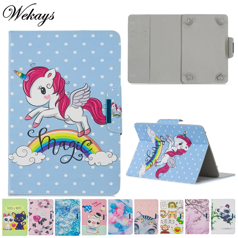 

Wekays 10 inch Universal Leather Cover Case For Coque Samsung Amazon Huawei 10 inch Tablet Cartoon Unicorn Protective Shell Kids