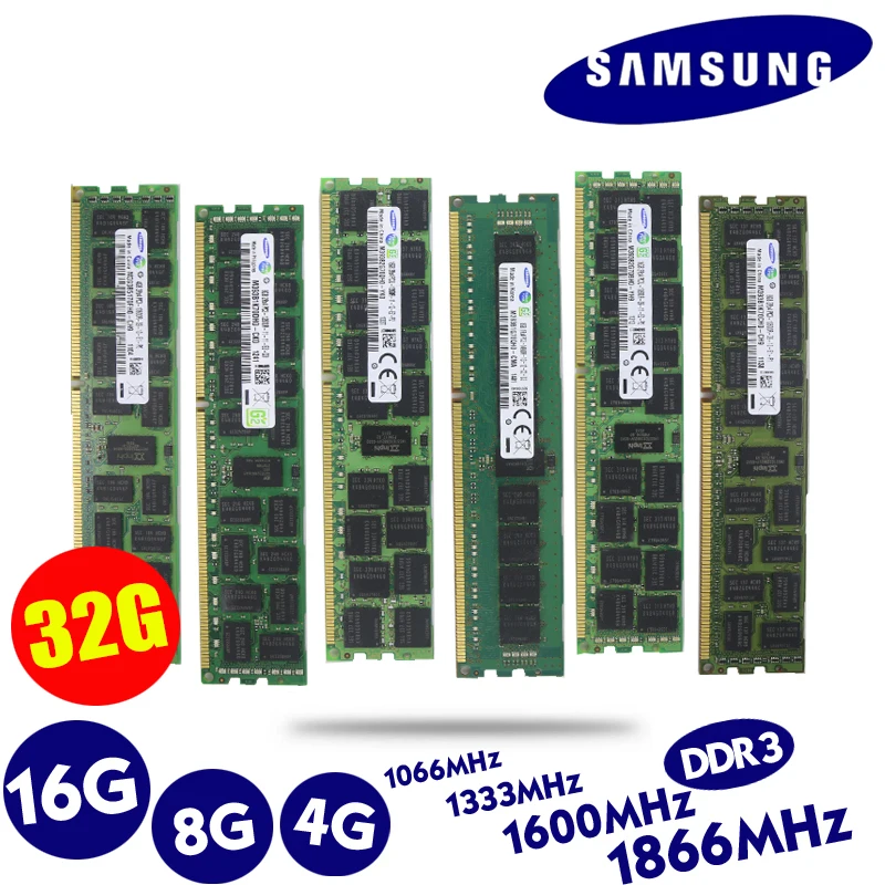Samsung 16 ГБ, 8 ГБ, 4 ГБ, 16 ГБ, 8 ГБ, 4 Гб, DDR3, PC3, 1866 МГц, 1600 МГц, 1333, 14900, 12800, 10600 R, 1333 МГц, серверный ПК, память, оперативная память, модуль памяти