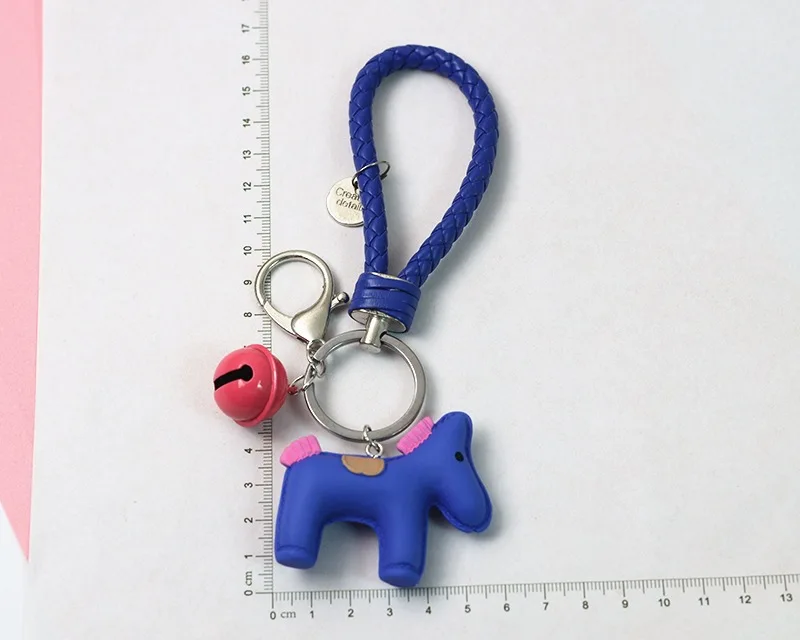 

New Korean Silicone Cartoon Cute Pony Keychain Fashion Leather Cord Pendant Keyring Student Girls Handbags Key Chains Wholesale