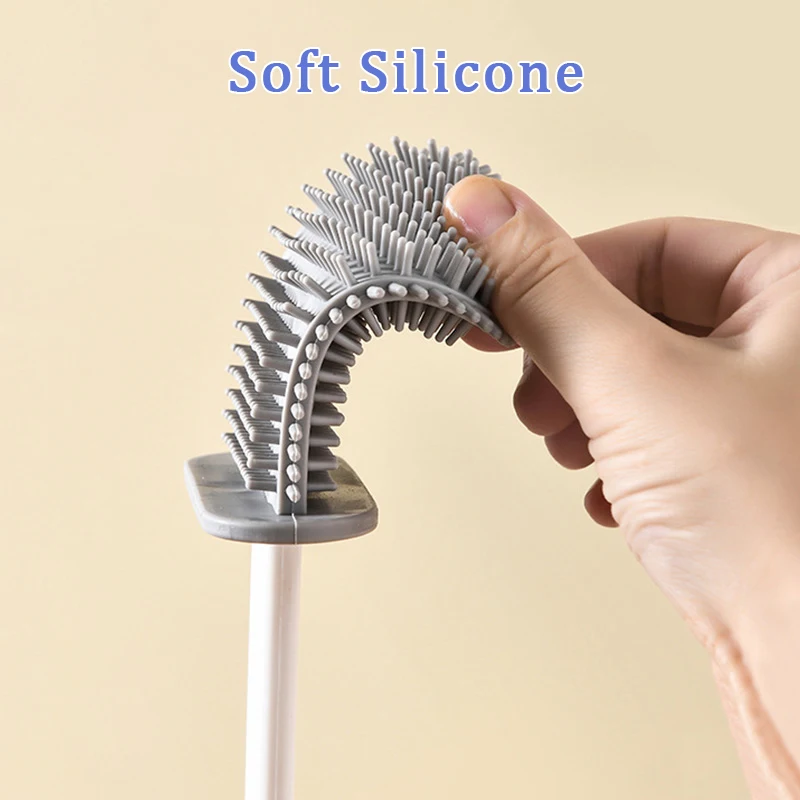 wall mounted toilet brush with holder silicone toilet cleaning brushs hanging toilet cleaner with base wc bathroom accessories free global shipping