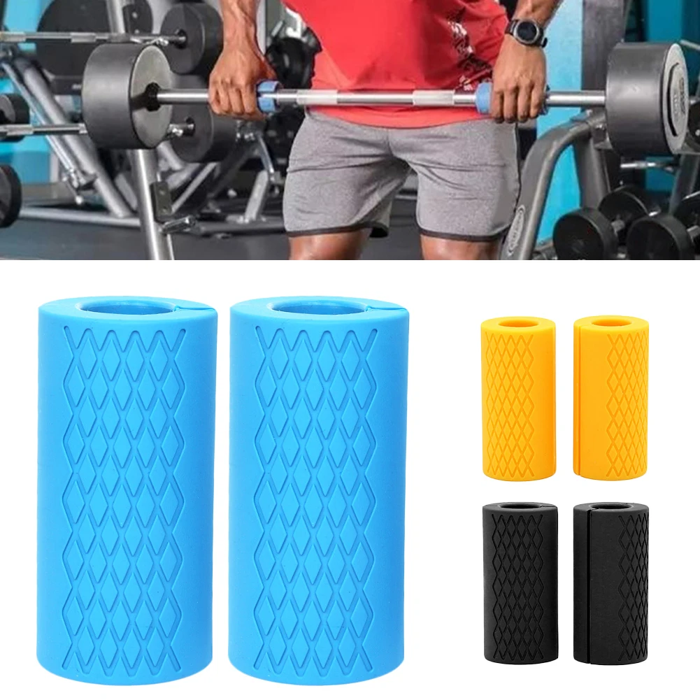 

1 Pair Thick Dumbbell Fat Barbell Grips Bar Handle Pull Up Weightlifting Support Silicon Anti-Slip Protect Pad For Body Building