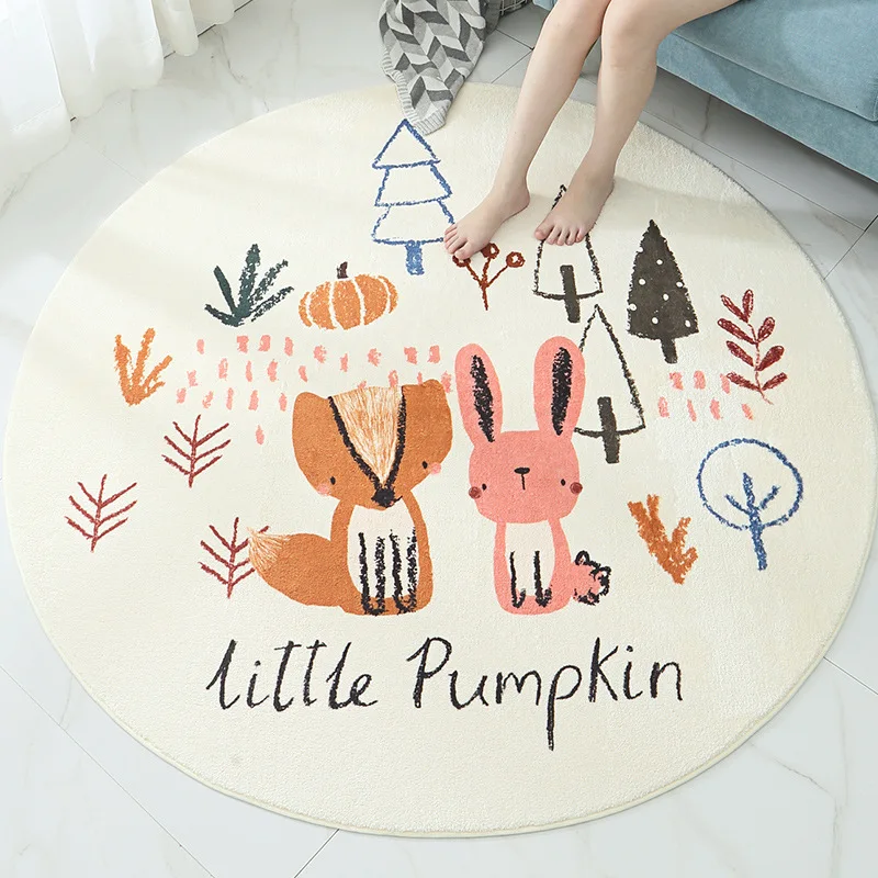 

Cartoon Round Carpet Living Room Bedroom Coffee Table Mat Household Bedside Mat Child Crawling Mat Room Decoration Teenager Rugs