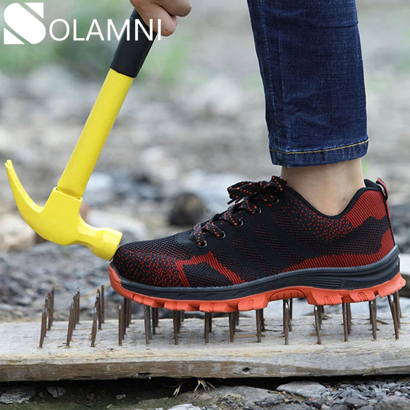 

Men Steel Toe Safety Work Shoes Anti-Slip Puncture Proof Industrial Shoes Women Breathable Mesh Sneakers Male Construction Shoes