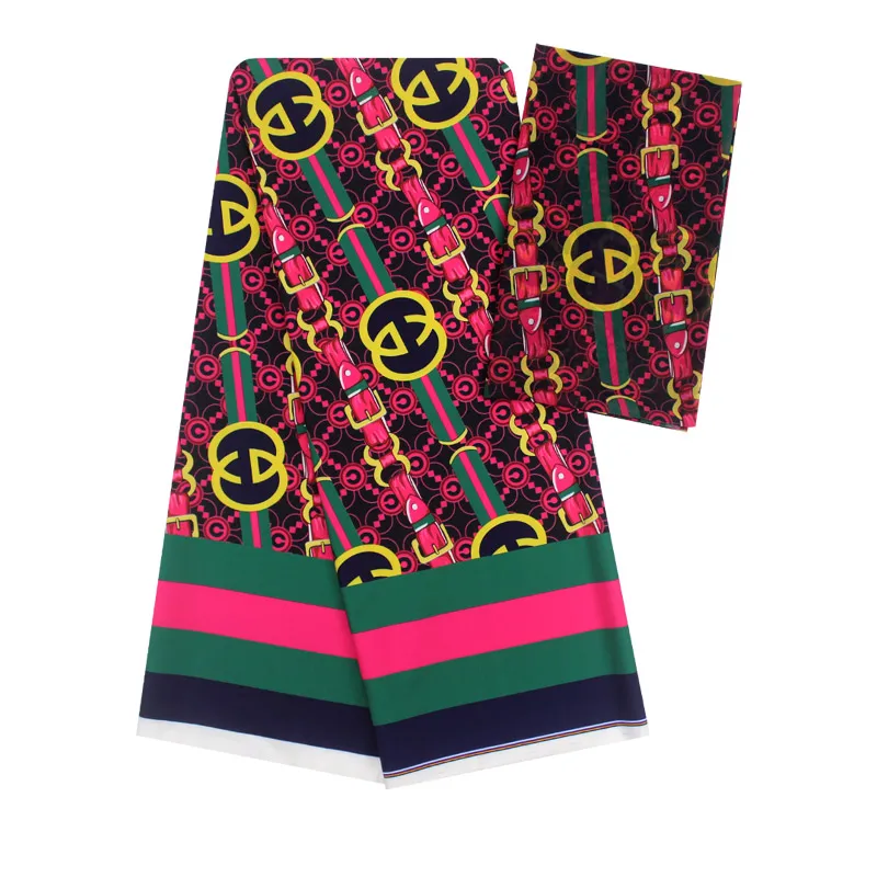 Африканская восковая ткань, нигерийская атласная восковая ткань, высокое качество, 6 ярдов, высокое качество, имитирующая шелковую ткань - Цвет: 4
