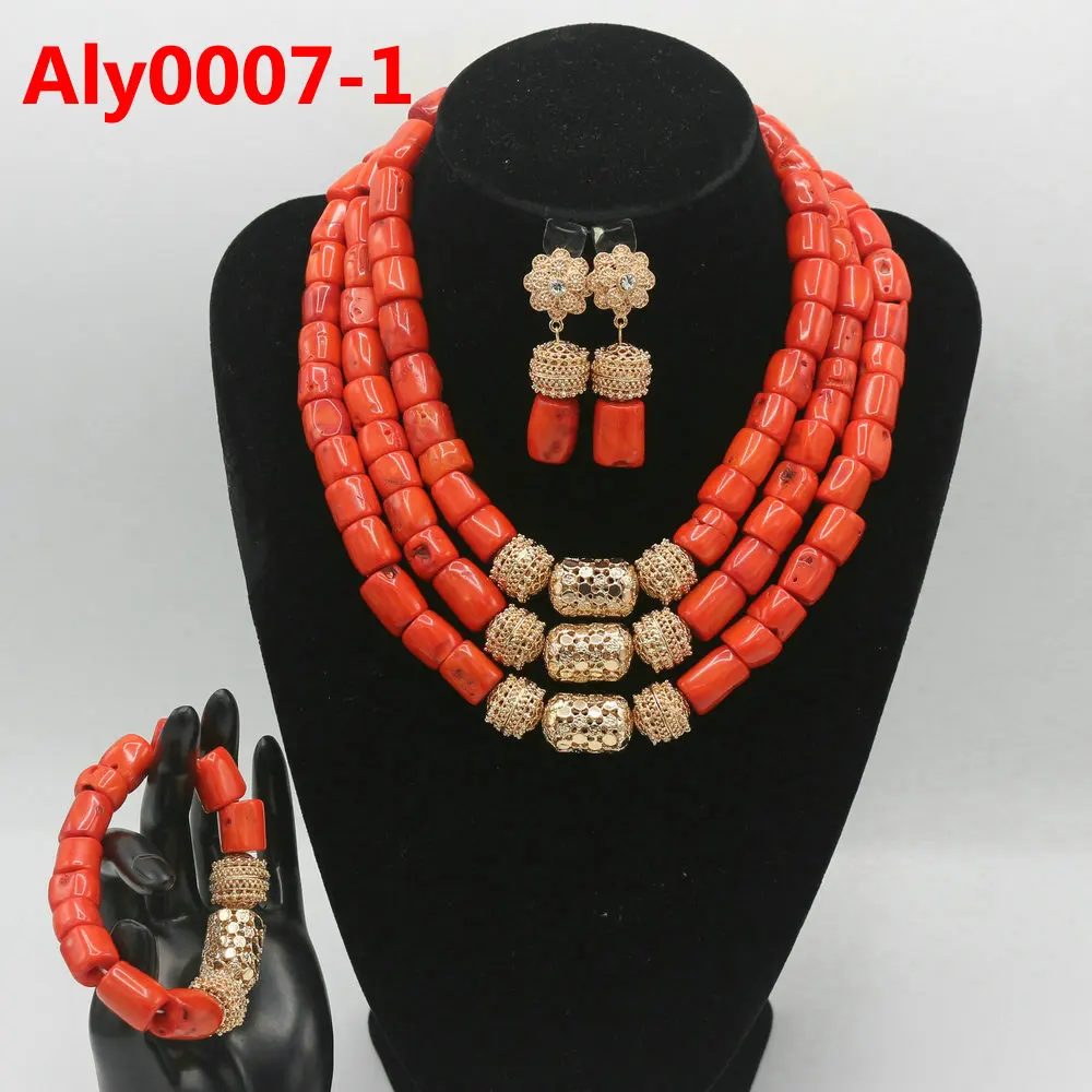 Красный коралл ювелирные наборы для женщин фантастический красный и золотой