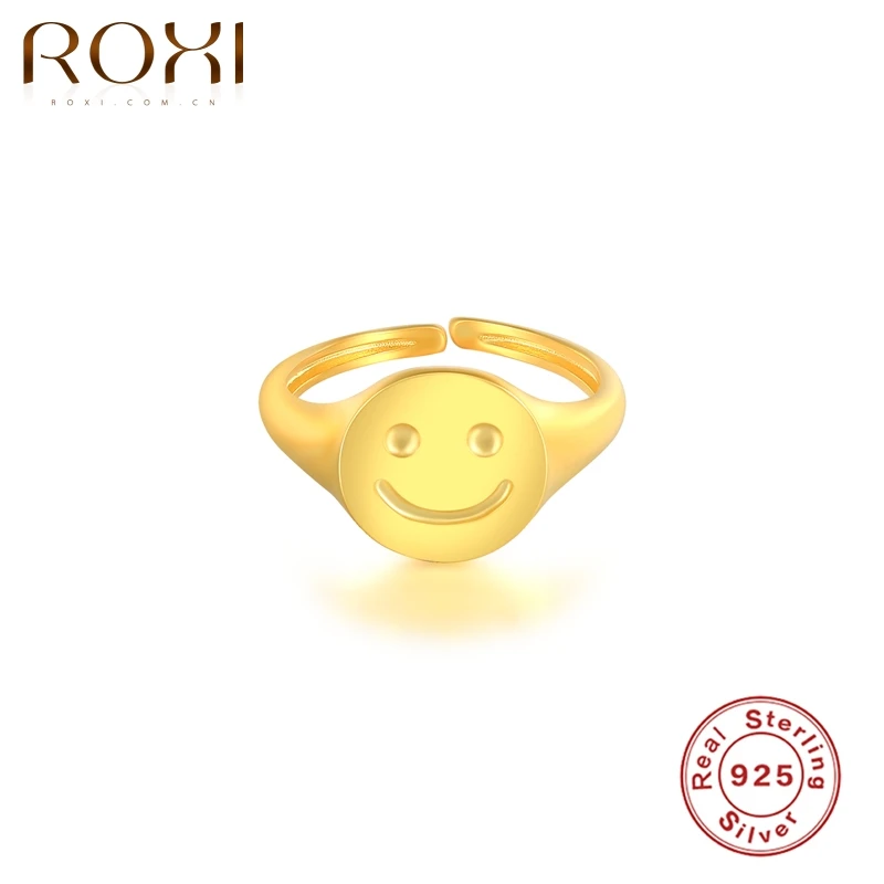 

ROXI Silver 925 Finger Rings For Women Cute Smiley Opening Rings Girls Friendship Jewelry Gift Party Sexy Ring Wholesale Anillos